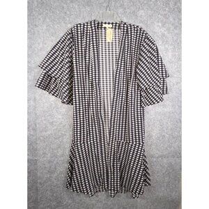 Anthropologie Le Lis NWT Women's Long Sleeve Kimono Robe gingham print Cover Up